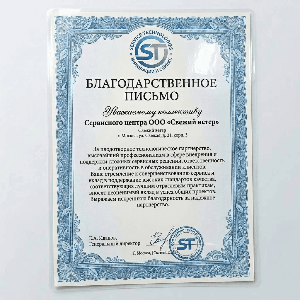 Благодарность от Midea Technologies